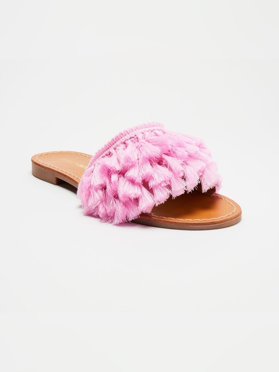 Fashion Nova Shoes - Fashion Nova Pink Tassel Slide Sandals